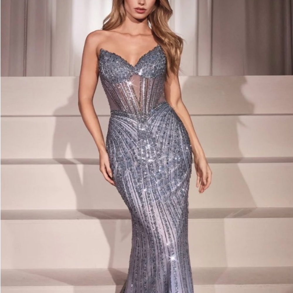 Blue Sequin Sweetheart Strapless Gown